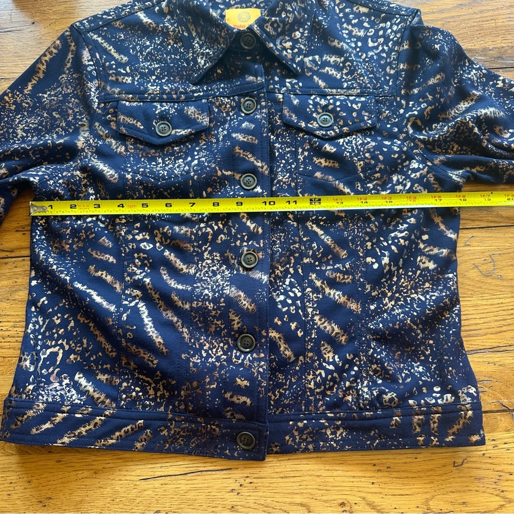 Ruby Rd. Navy And Copper Animal Print Jacket Size… - image 4
